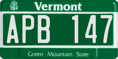 VT license plate APB147