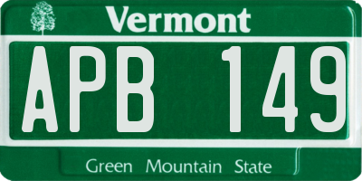 VT license plate APB149