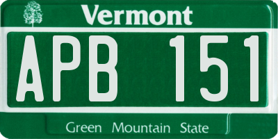 VT license plate APB151