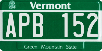 VT license plate APB152