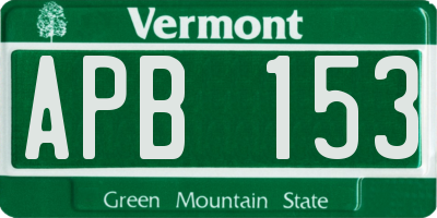 VT license plate APB153
