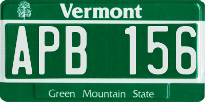 VT license plate APB156