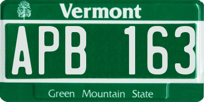 VT license plate APB163