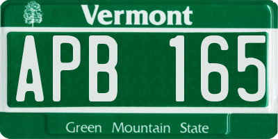 VT license plate APB165
