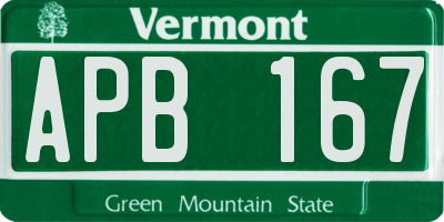 VT license plate APB167