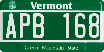 VT license plate APB168