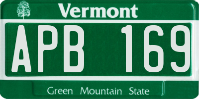 VT license plate APB169