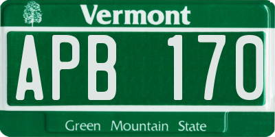 VT license plate APB170