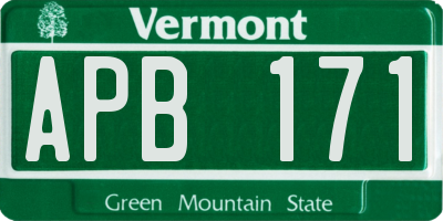 VT license plate APB171