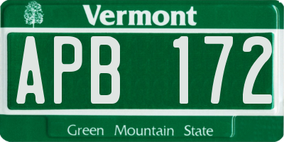 VT license plate APB172