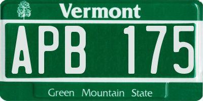 VT license plate APB175