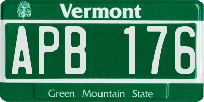 VT license plate APB176