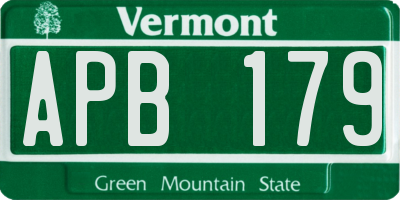 VT license plate APB179