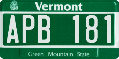 VT license plate APB181