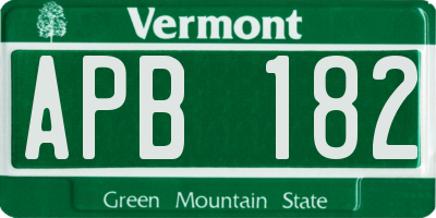 VT license plate APB182