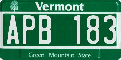 VT license plate APB183