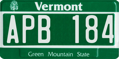 VT license plate APB184