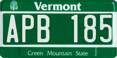 VT license plate APB185