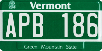 VT license plate APB186