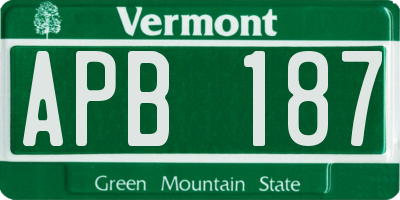 VT license plate APB187