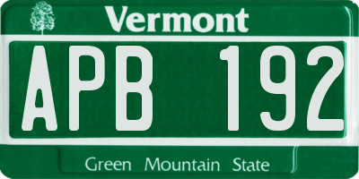 VT license plate APB192