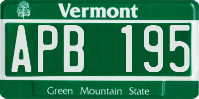 VT license plate APB195