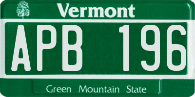 VT license plate APB196