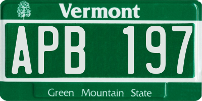 VT license plate APB197