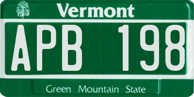 VT license plate APB198