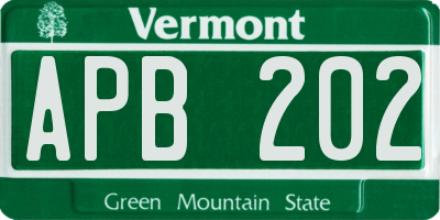 VT license plate APB202