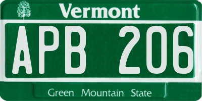 VT license plate APB206