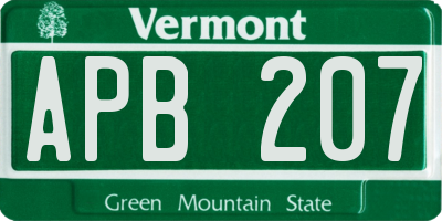 VT license plate APB207