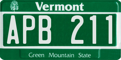 VT license plate APB211