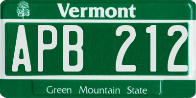 VT license plate APB212