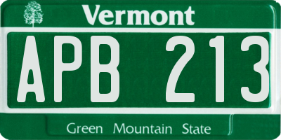 VT license plate APB213