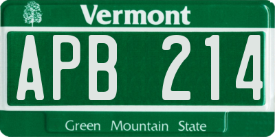 VT license plate APB214