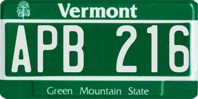 VT license plate APB216