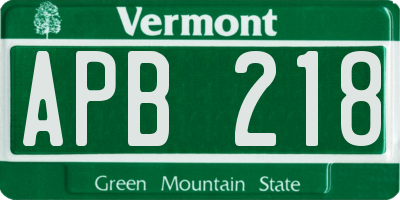 VT license plate APB218