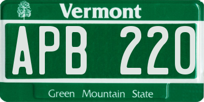 VT license plate APB220
