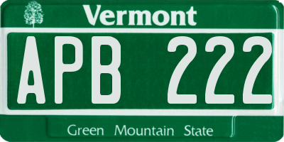 VT license plate APB222