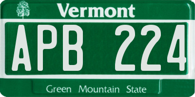 VT license plate APB224
