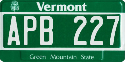 VT license plate APB227