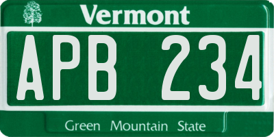 VT license plate APB234