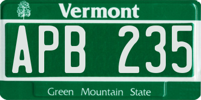 VT license plate APB235
