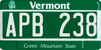 VT license plate APB238