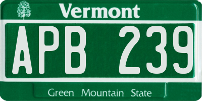 VT license plate APB239