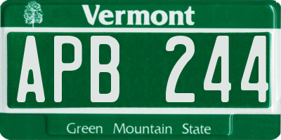 VT license plate APB244