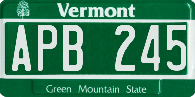 VT license plate APB245
