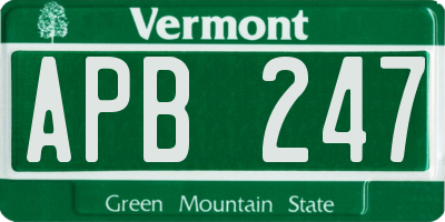 VT license plate APB247