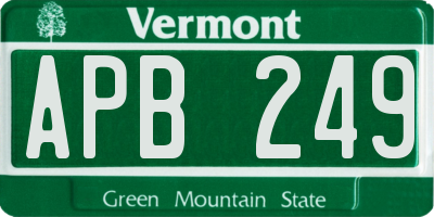 VT license plate APB249